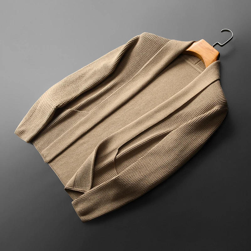 Description Picture 6 of itemMinglu Wool Cardigan Autumn Winter Mens Sweaters Luxury Computer Knitted Solid Color Casual Man Sweaters Male Outerwear 4XL