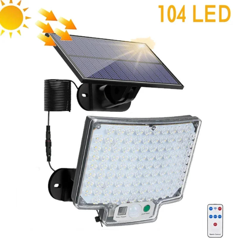 Description Picture 3 of item1PC 192 LED Split Solar Light Outdoor Waterproof with Motion Sensor Floodlight Remote Control 3 Modes for Patio Garage Backyard
