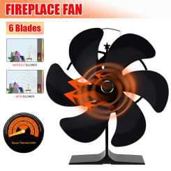 6 Blades Heat Powered Stove Fan Log Wood Burner Eco-fan Quiet Fireplace Fan Energy Saving Home Warm Efficient Heat Distribution