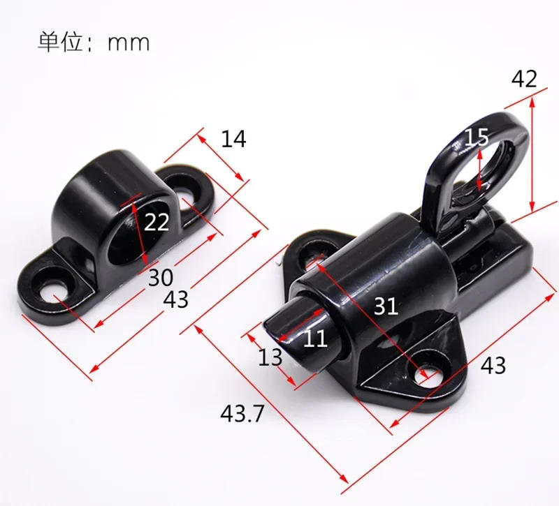 Description Picture 2 of itemSecurity door gate latch Aluminum Pull Ring Spring Bounce window Bolt Self-closing Hasp Sliding Lock window door Hardware