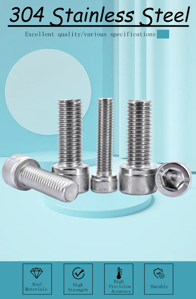 Description Picture 2 of item5/10pcs DIN912 304 Stainless Steel Hexagon Hex Socket Screw M3 M4 M5 M6 M8 M10 M12 M16 Hex Socket Head Cap Allen Bolt Screws