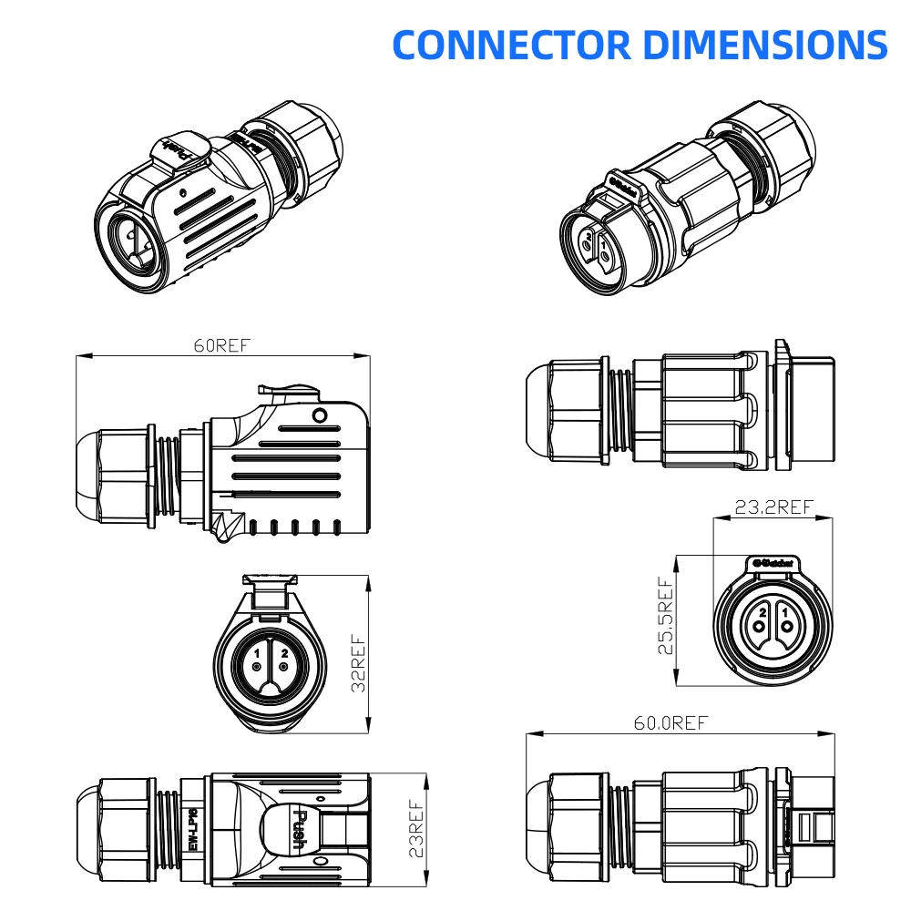 Description Picture 2 of itemEW-LP16 Solderless Industrial Aviation Plug Docking Socket IP68 M16 Electrical Cable Wire Connector 2 3 4 5 Pin Welding Free