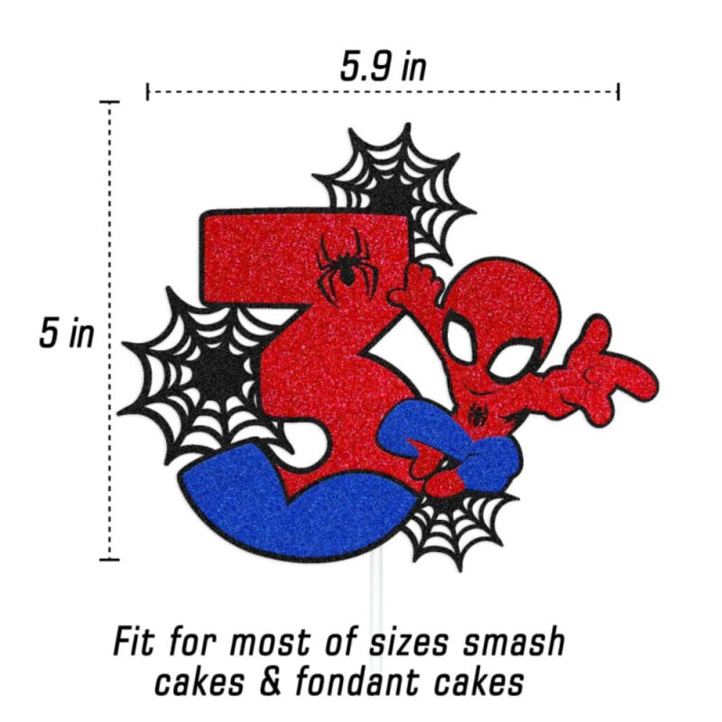 Description Picture 6 of itemDisney Spiderman Cake Decorations Cartoon Spider Theme Cake Toppers For Kids Boys 3th Birthday Party Baby Shower Supplies Favors
