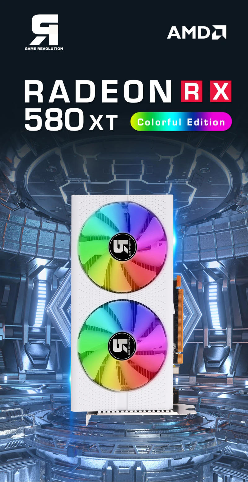 Description Picture 2 of itemGAME REVOLUTION RX 580 8GB GDDR5 256bit White RGB AMD GPU For Desk Computer Gaming Graphics Card