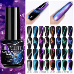 LILYCUTE 7ml 9D Cat Magnetic Gel Polish Nail Art Design Manicure Reflective Flowing Glitter Nails Magnet Stick Black Gel Needed
