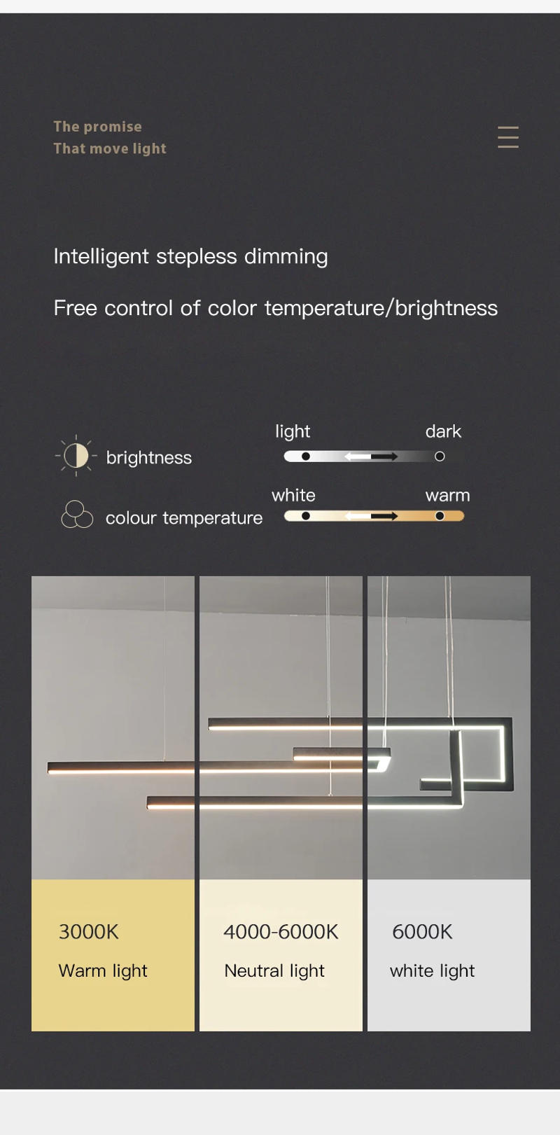 Description Picture 6 of itemModern Minimalism LED Pendant Lamp For Dining Room Kitchen Bar Living Room Bedroom Black Rectangle Dimmable Chandelier Lights