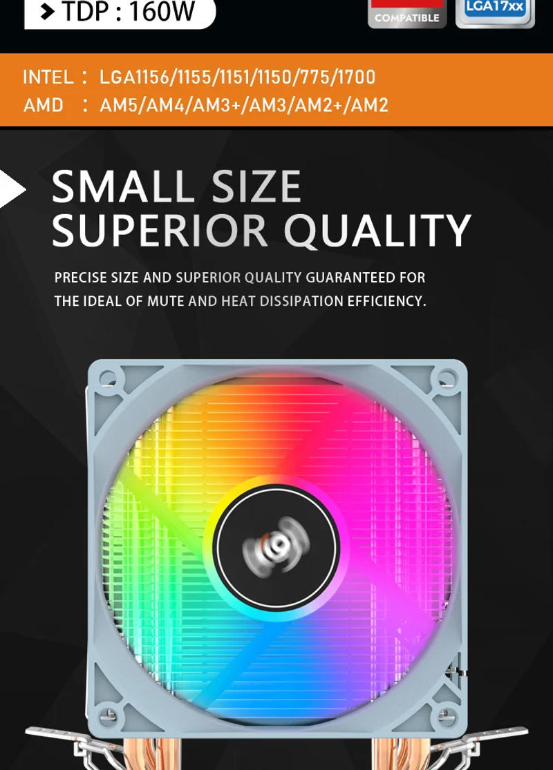 Description Picture 6 of itemAigo ICE400SE Air CPU Cooler Cooling Fan Quiet Ventilador 4 Heat Pipes Radiator For Intel LGA 115X 1700 775 1200 AMD AM3 AM4 AM5