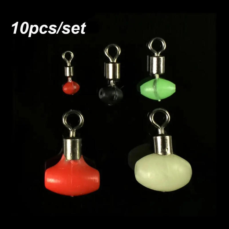 Description Picture 2 of item10pcs/bag Cross-Line Swivels & Bead T Shape Pulley Slide Rig Connector Luminous Green Saltwater Fishing Terminal Tackle
