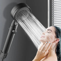 5 Modes Adjustable Shower Head High Pressure Showerheads with Hose Water Saving One-Key Stop Spray Nozzle Bathroom Accessories