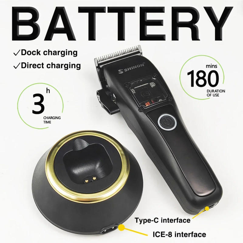 Description Picture 3 of item9500RPM 3 Covers Professional DLC FADE Blade Hair Clipper Vector Motor Base Charger Electric Hair Trimmer for Men Barber S-3193