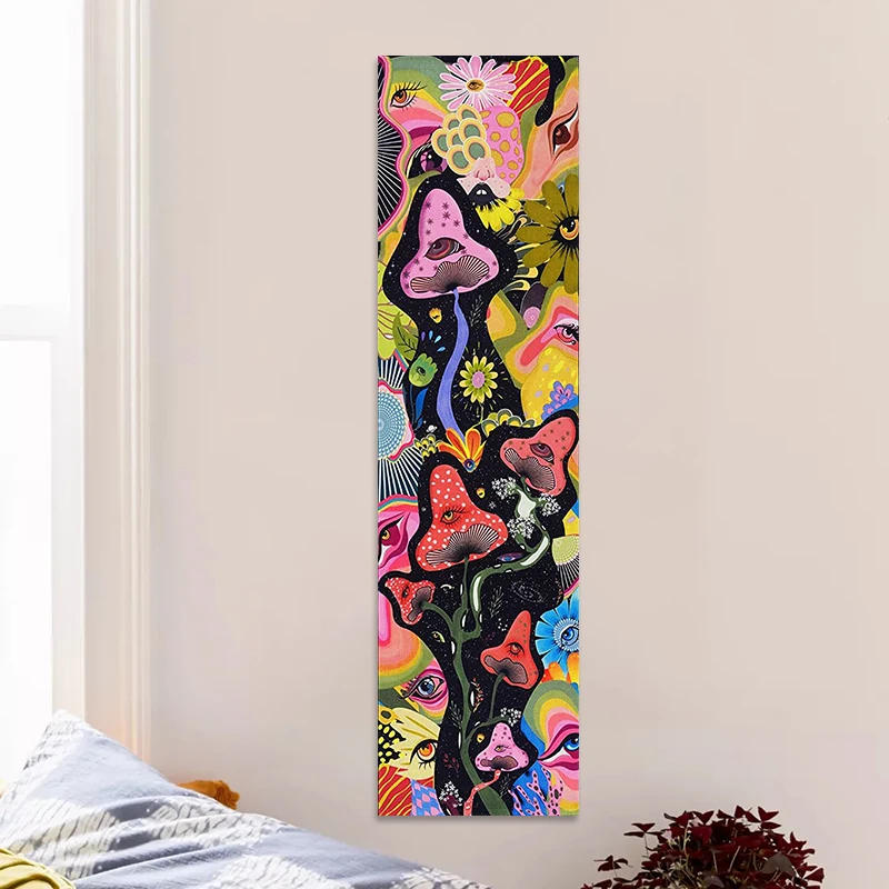 Description Picture 3 of itemPsychedelic Mushroom Tapestry Wall Hanging Hippie Colorful Flower Tapestries Magic Abstract Wall Hanging for Home Decor Wall Art