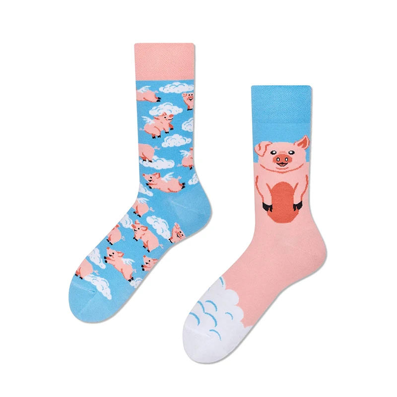 Description Picture 2 of itemCartoon Flying Pigs Funny Crew AB Trend Socks Cute Unisex Women Men Harajuku Cotton Socks Novelty Hip Hop Skateboard Socks Gifts