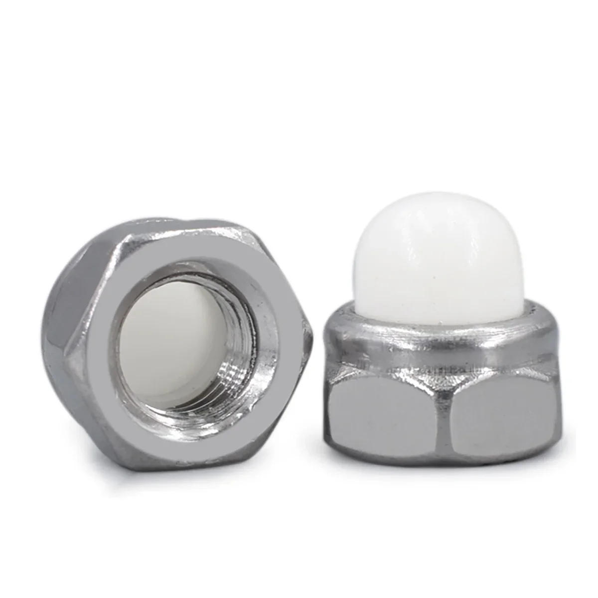 Description Picture 3 of itemPlastic Nylon Dome Hex Cap Nuts 304 SS Outer Hex Plastic Nylon Head Cap Nut