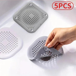Square Silicone Floor Drain Sticker Hair Shower Drain Plug Kitchen  Strainer Bathtub Shower Floor Drain Stopper Home Accessories