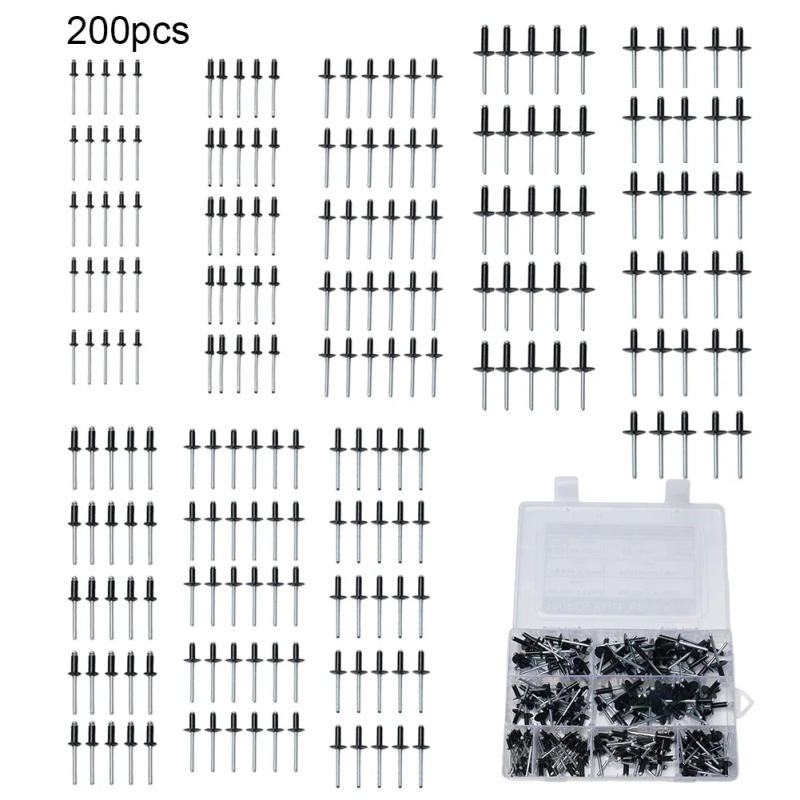 Description Picture 4 of itemBlind Multi-Grip POP-Rivet Rivet Flanges Equipment Fasteners Aluminum Aluminum Alloy Automobiles Set Standard 200Pcs Assorted