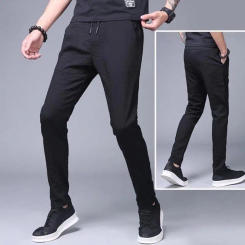 Men Leggings Casual Mid-rise Straight Trousers Cool Jogger Pants Lace-up Straight Sweatpants for Working