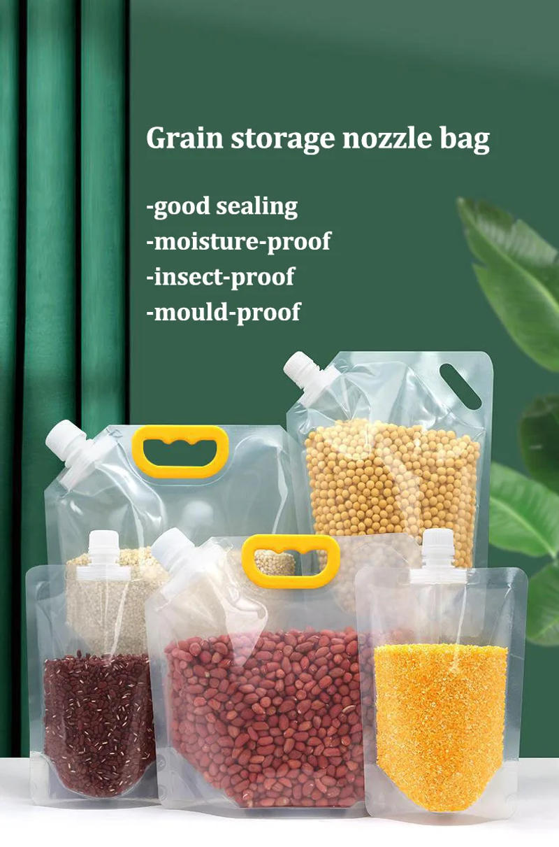 Description Picture 2 of itemGrains Storage Packaging Bag Cereals Moisture Insect Proof Sealed Bag Thickened Portable Food Rice Bean Container Nozzle Bag