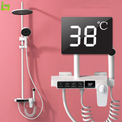 Luxury White Display Thermostatic Shower Faucet Set  Rainfall Shower Mixer Tap Bathtub Mixer High-quality