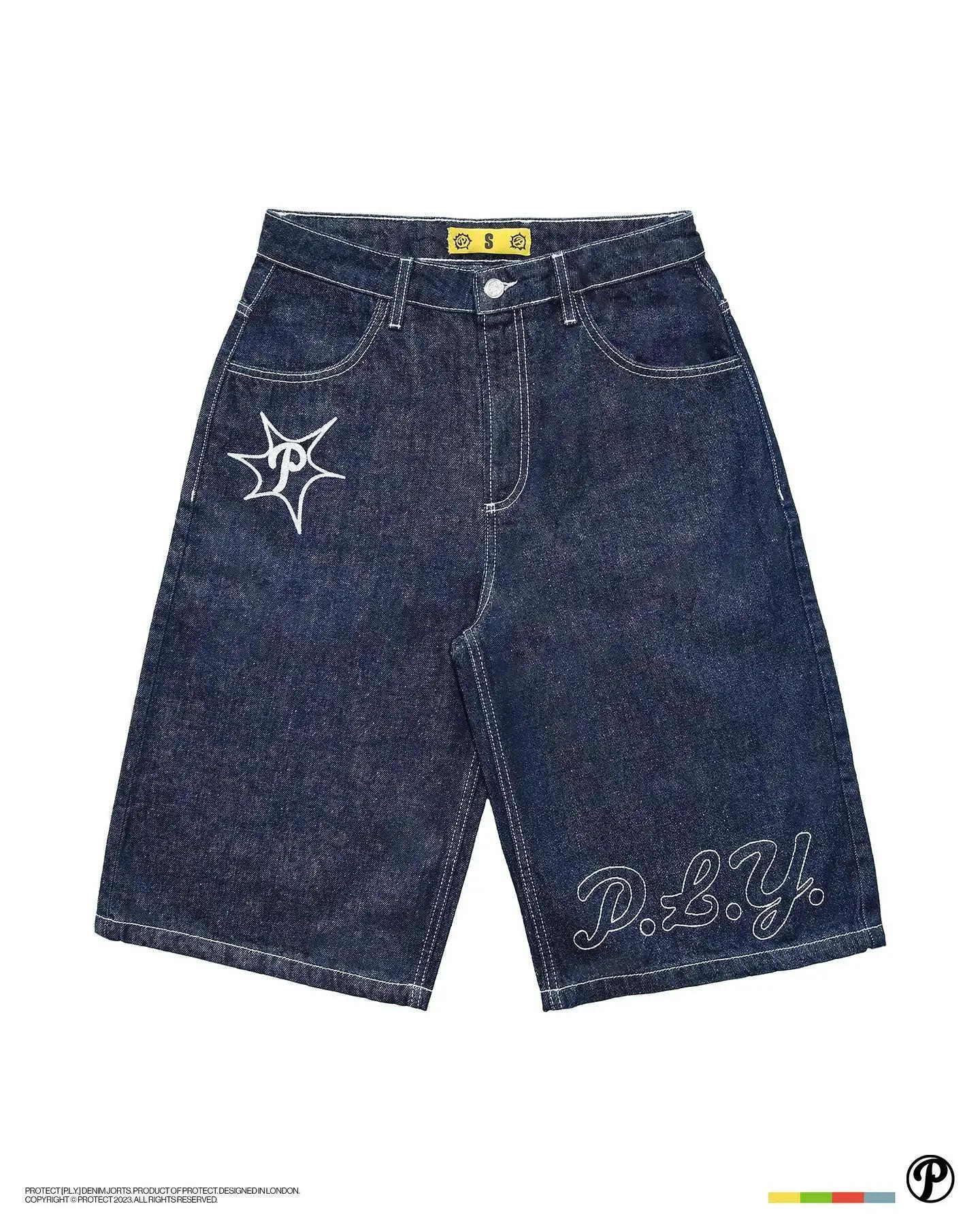 Description Picture 6 of itemPROTECT Shorts Y2K Men Women Harajuku Gothic Hip Hop Letters Embroidery Baggy Jeans Denim Gym Shorts High Waist Basketball Short