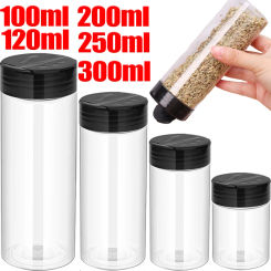 10/1PCS Clear Plastic Spice Bottles Jar with Shaker Lids Reusable Seasoning Containers Kitchen Storing Spice Powder Salt Bottle