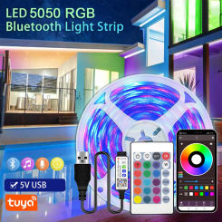 1-30M/1180Inch DC5V USB Tuya LED Lights 5050 RGB Neon Strip Diode Tape Ice String Lighting Adhesive Led Ribbon For Gamer Deco