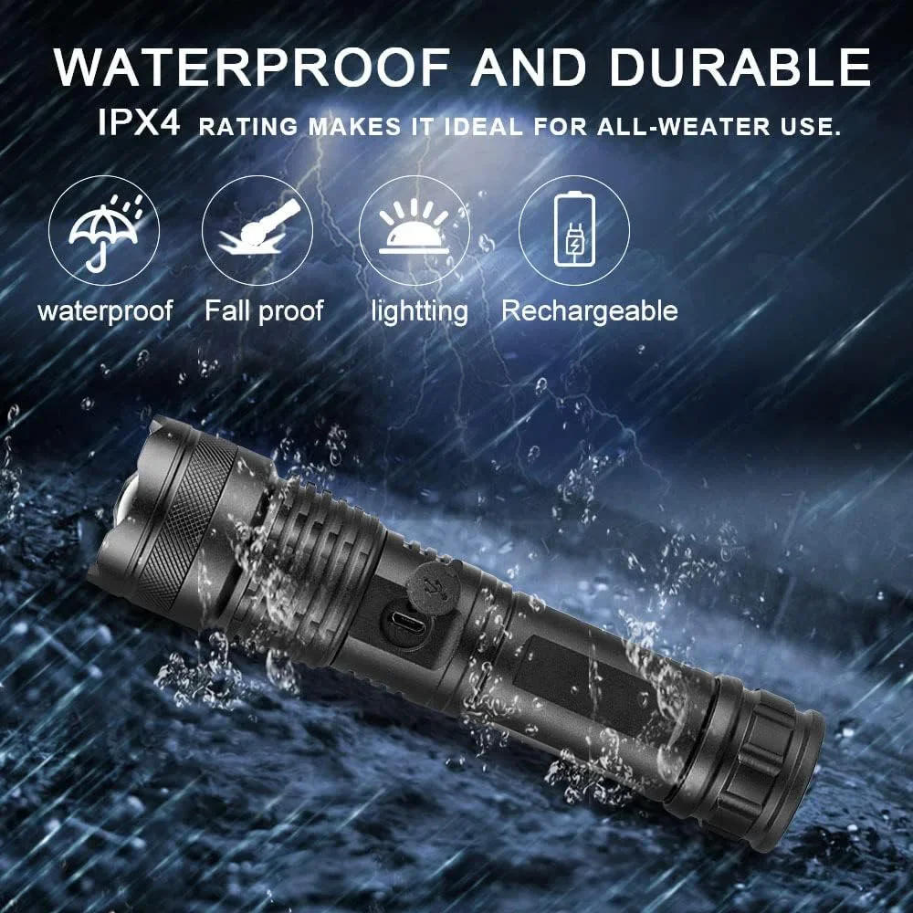 Description Picture 6 of itemPortable LED Flashlight Rechargeable 5 Modes IPX4 Waterproof Handheld Torches Tactical Lantern With USB Charging for Hiking