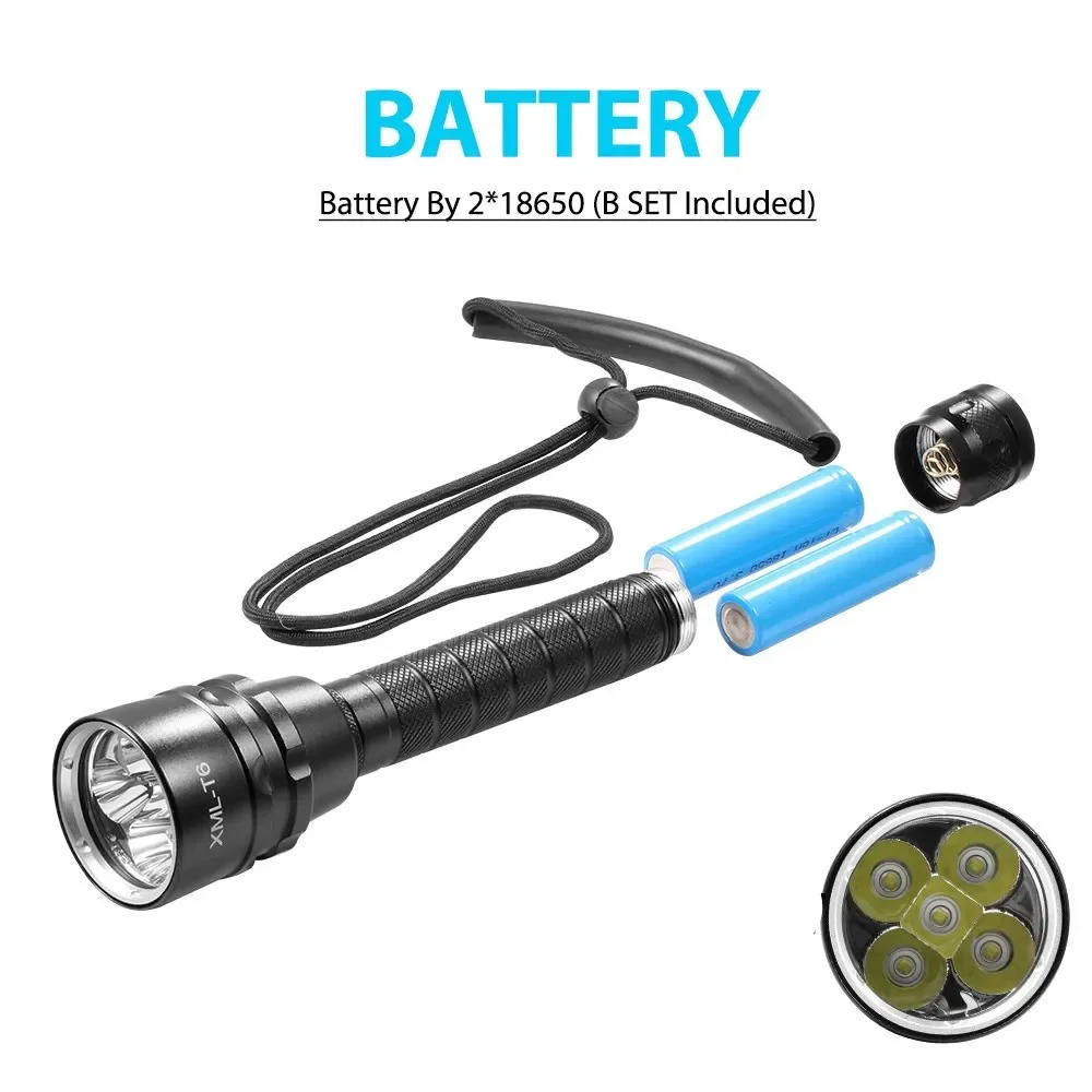 Description Picture 2 of itemUV LED Diving Flashlight Ultraviolet Lantern Scuba Purple Light Underwater 200M Dive Aluminum Torch 395nm for Diving Hunting