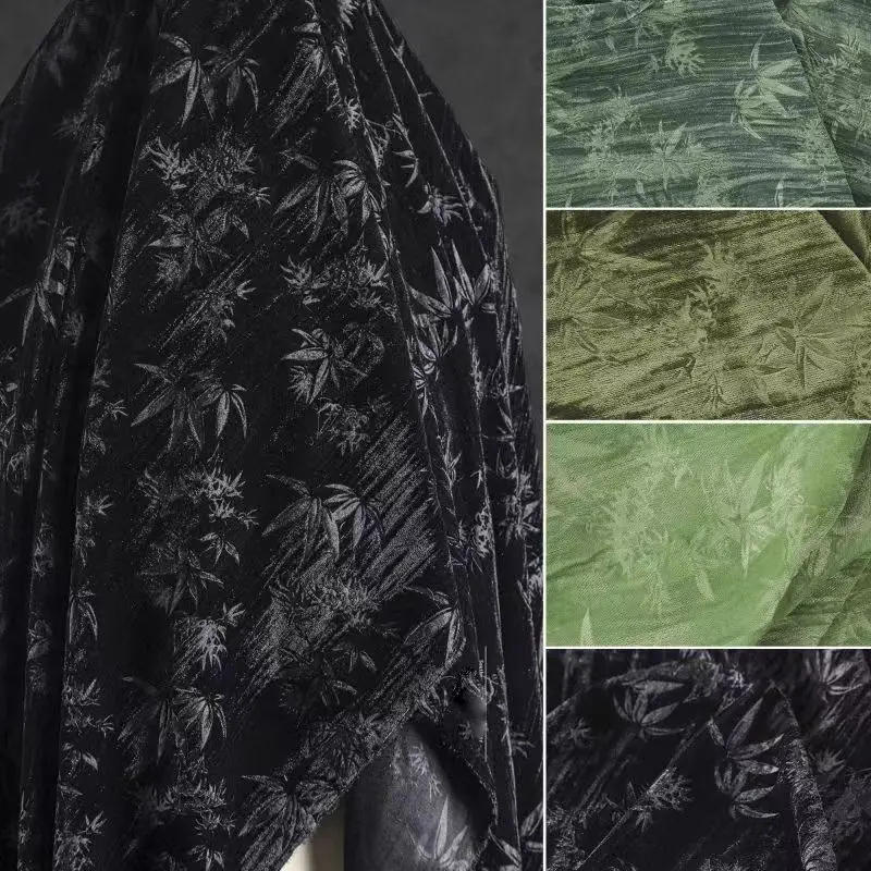 Description Picture 6 of itemMicro Elastic Embossed Velour Fabric By Meters for Dresses Hanfu Cheongsam Sewing Chinese Style Rose Pattern Velvet Textile Soft