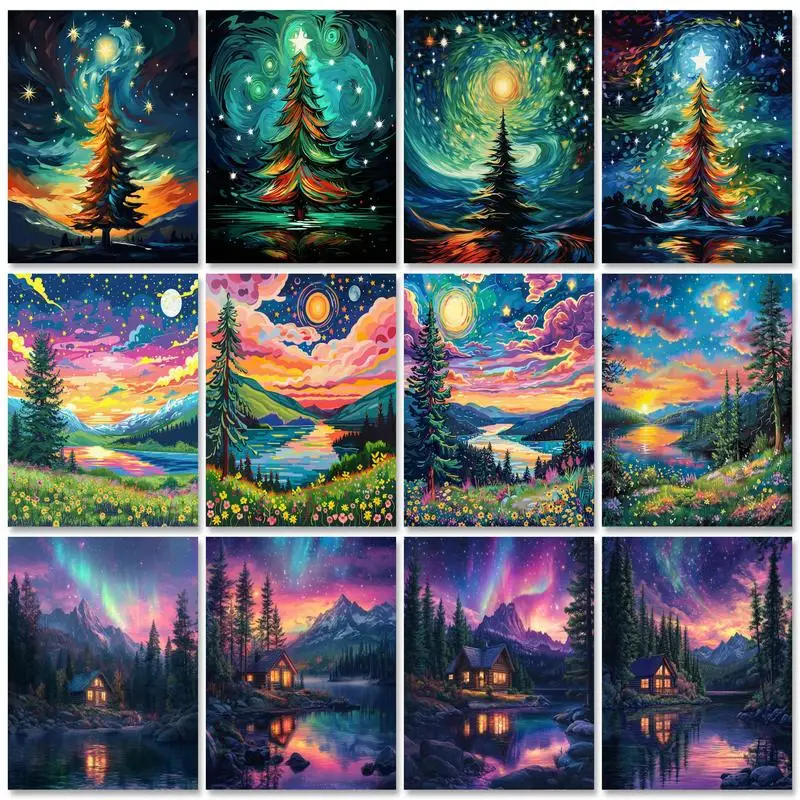 Description Picture 2 of itemRUOPOTY Frame Paint By Number For Adults Beginner Kits Tree Diy Idea Gift Acrylic Paint On Canvas Painting For Room Decor