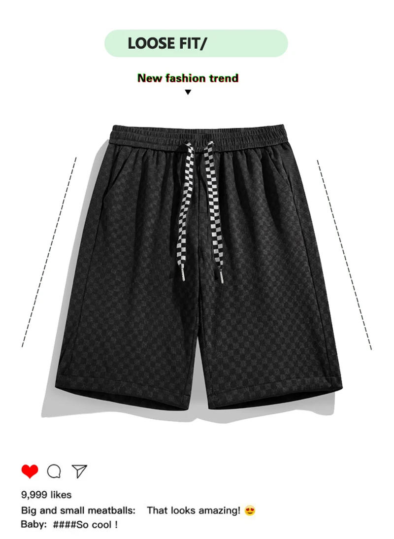 Description Picture 4 of itemSummer Ice Silk Shorts, Men's Thin Fashion Brand Loose Casual Middle Pants, Sports Over Knee Quick Drying Capris, Beach Pants