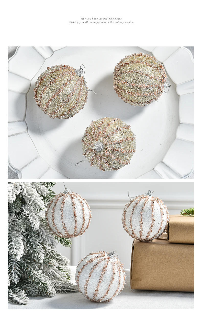 Description Picture 3 of itemChristmas Hanging Ornaments Colorful Ball Glitter Rose Gold White Red Xmas Tree Decoration Foam Ball Pendants Xmas New Year 2025