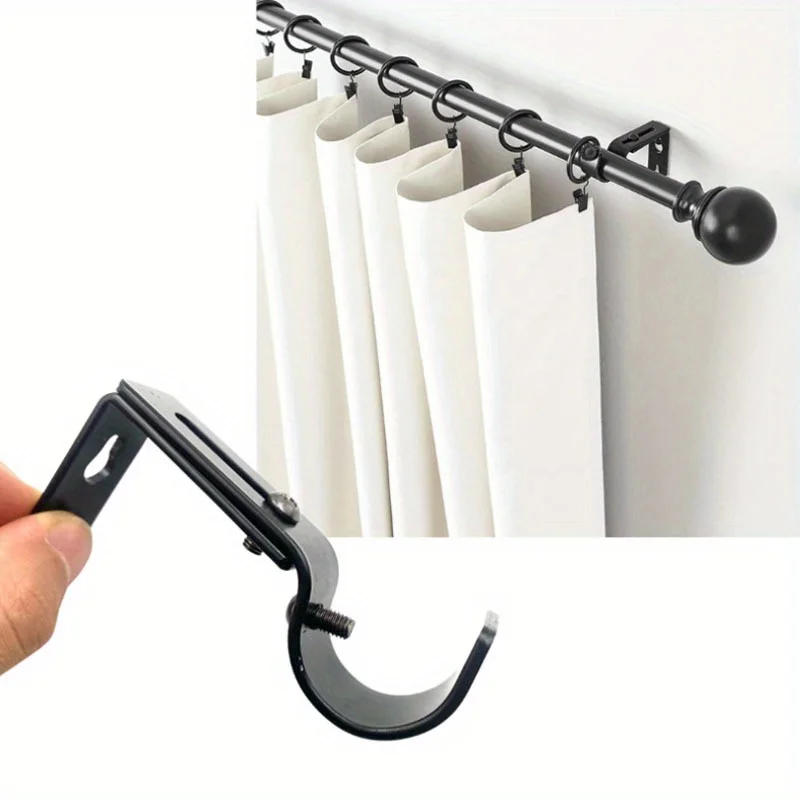 Description Picture 5 of item2pcs Metal Curtain Rod Brackets Set Drapery Poles Parts For Drapes Door Curtains Door Rust Hardware Dressing Easy Installation