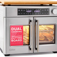 Air Fryer French Door Oven 32 Qt Convection Toaster Combo 10-in-1 Multifunction Up to 450° 1800W Temperature Control
