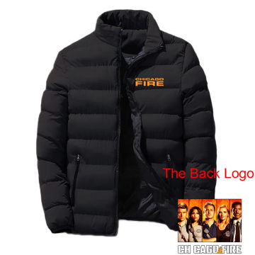 Chicago Fire Department Men's New Autumn Winter Keep Warm Fleecing Stand Collar Four Color Cotton-padded Jacket Print Clothes