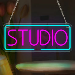 Studio LED Neon Sign USB Powered Dimmer Switch Wall Decor Night Light For Bedroom Living Room Recording Room Music Room BarGift