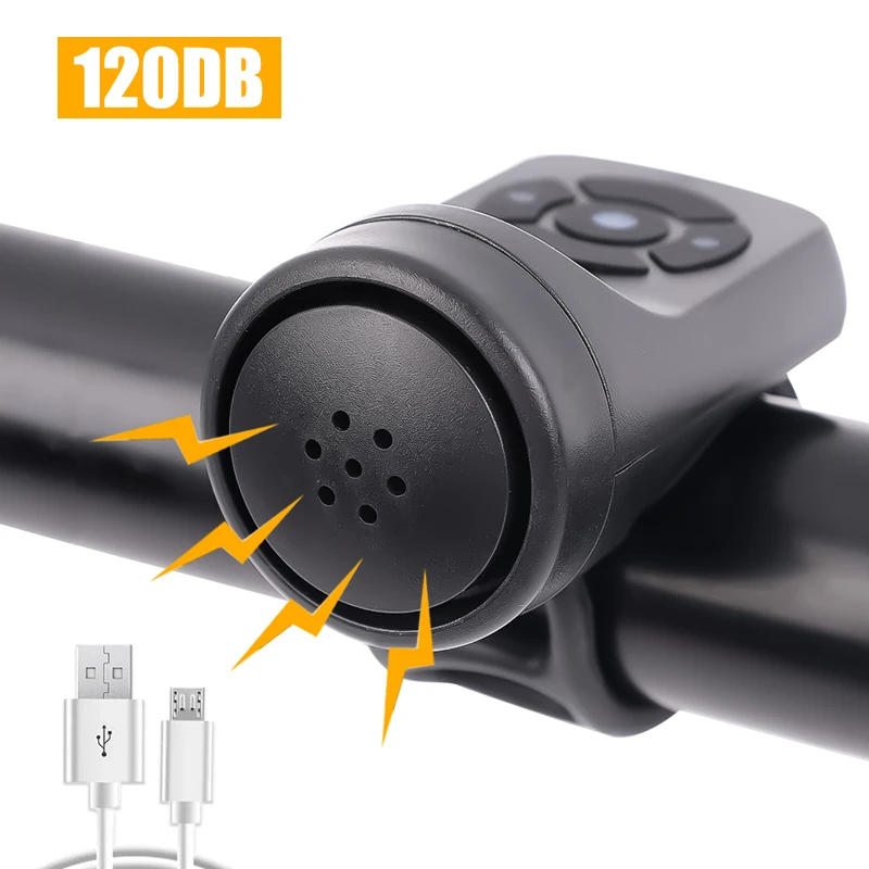Description Picture 2 of itemUSB Rechargeable Bicycle Motorcycle Electric Bell Horn 4 Modes Mountain Road Cycling Anti-theft Alarm Horn Bike Accessories