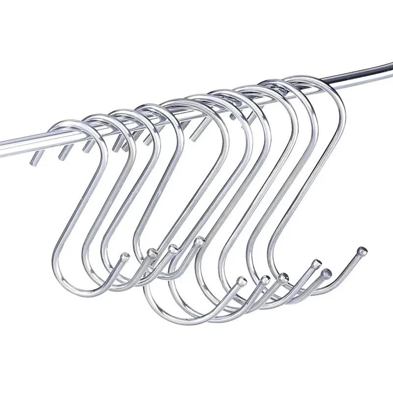 Description Picture 4 of itemNew Stainless Steel S-Shape Hooks Multi-function Hanging Hook for Clothes Bags Towels Home Kitchen Bathroom Storage Rack Holders