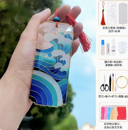 Description Picture 4 of itemCloisonne filigree enamel painting diy handmade material package to make intangible cultural heritage bookmark pendant gift