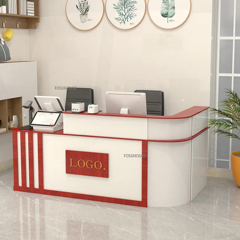 Description Picture 4 of itemModern Simple Company Front Desk Reception Desk Office Furniture Beauty Salon Commercial Cashier Desk Parental Advisory Counter