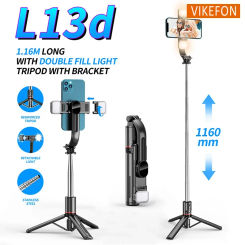 Foldable Selfie Stick Doule LED Fill Light with Wireless Bluetooth Remote Desktop Tripod Stand For iOS Android Smartphone Holder