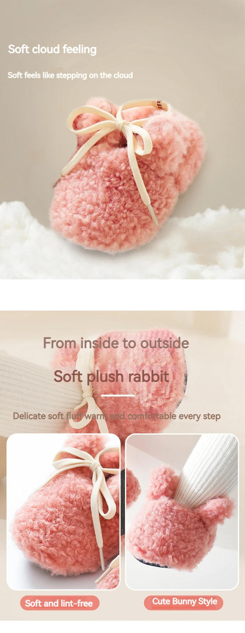 Description Picture 6 of itemBaby Shoes Winter Baby Boy Girl Booties Fluff Soft Toddler Shoes First Lamb Cashmere Anti-Slip Warm Newborn Infant Crib Shoes