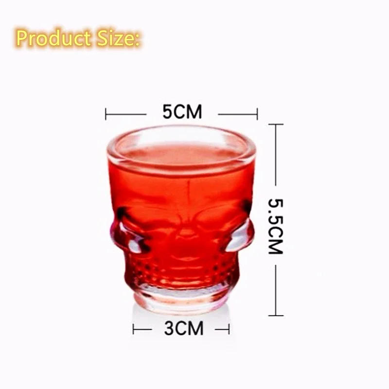 Description Picture 4 of item1/2Pcs Skull Head Shot Glass Cup Creative Clear Crystal Wine Cup  Liquor Whisky Vodka Beer Steins for Party Bar Halloween Gifts