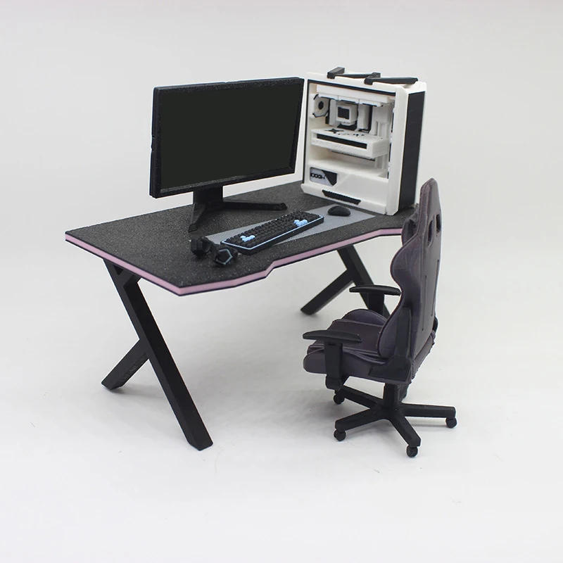 Description Picture 4 of itemMicro Scene Props Dollhouse Esports Furniture Set: Desk, Chair, Keyboard, 1/12 Scale