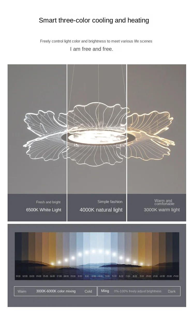 Description Picture 3 of itemRestaurant Ceiling Lighting Modern Creative LED Acrylic Iron Flower Warm Room Decor Hanging Lamps Living Room Pendant Lights