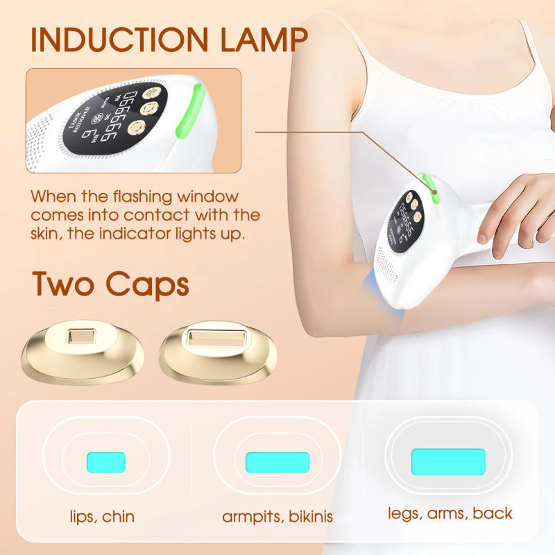 Description Picture 4 of itemHandheld 9-Level Laser Epilator 999,990 Flashes IPL Hair Removal for Women Armpits Permanent with Freezing Mode Painless, 2 Caps