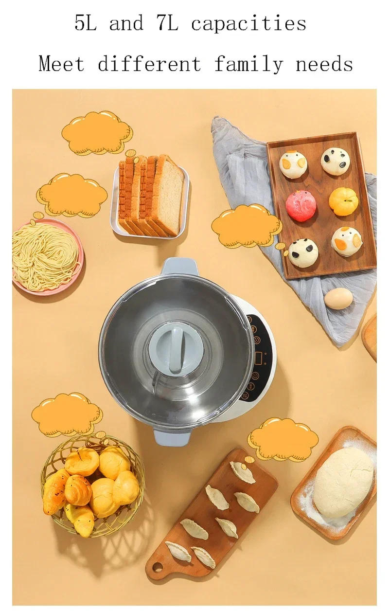 Description Picture 5 of itemElectric dough kneading machine automatic flour fermentation stainless steel small food mixer chef machine