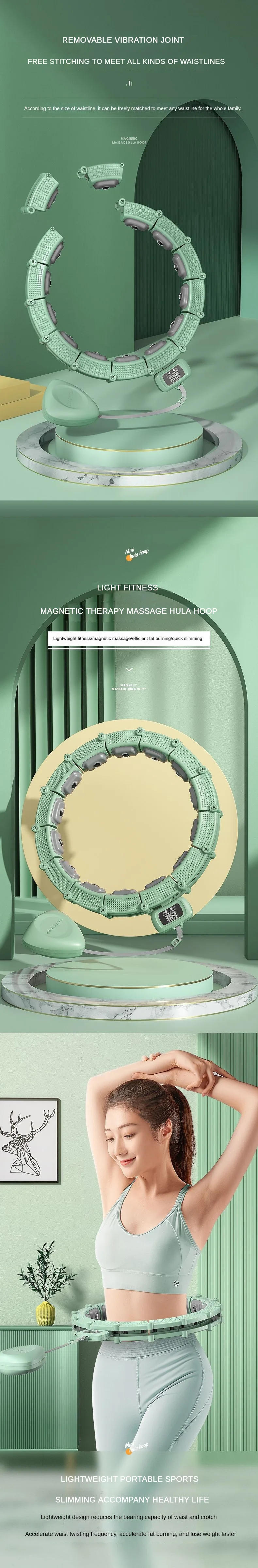 Description Picture 3 of item24 Sections Smart Counting Hula Ring Hoops Fitness Massage Weight Loss Artifact Detachable Adjustable Weighted Circle Sport Hoop