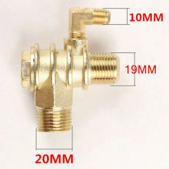 Male Thread Check Valve Connector With 3-Port Zinc Alloy For Air Compressor Parts Accessory 20*19*10mm