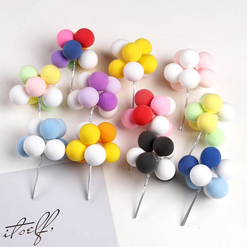 Description Picture 4 of item8Pcs Clay Balloon Cake Topper Macaron Pink Blue Ball Chocolate Cake Decorating Tools Baby Shower Party Wedding Cake Decoration