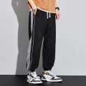 Casual knitted pants for men's new wide leg trendy straight leg pants with drawstring waist pants for men's casual sports pants